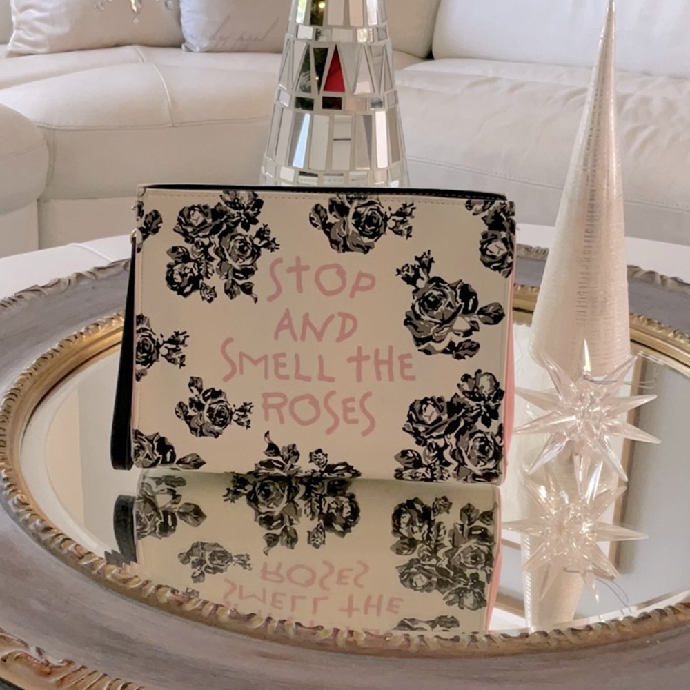 Betsey Johnson, Stop and Smell the Roses clutch bag, 10 x 8